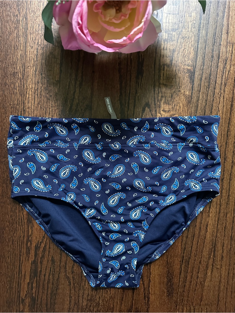 Lands End paisley high waisted swim bottom, size 6